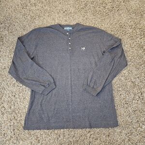Vintage Men's Big Dogs Gray Henley Pullover Size Large Embroidered